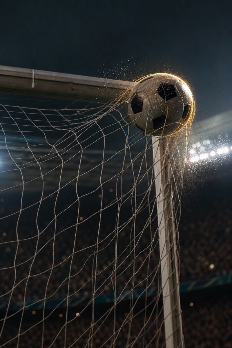 Ball curls into the top corner